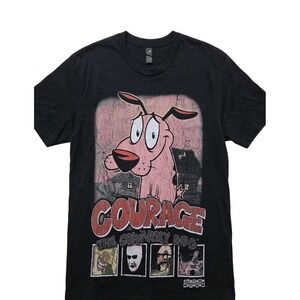 Cartoon Network Baggy Courage the Cowardly Dog Graphic T-Shirt Black Womens Smal